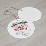 Personalized Owl with Christmas Stockings Ornament