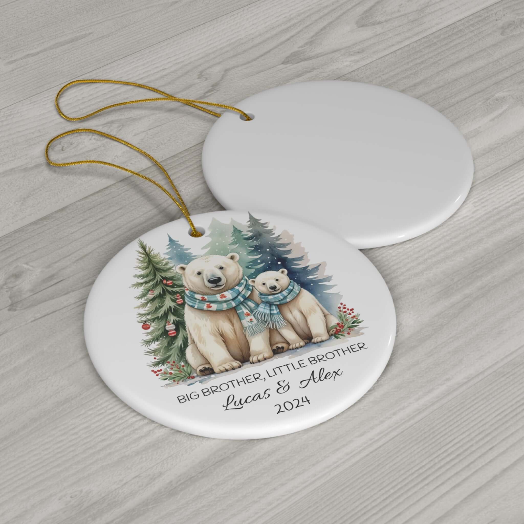 Personalized Big Brother, Little Brother Polar Bears Ornament