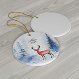 Personalised Reindeer In A Winter Forest Ornament