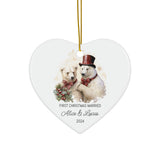 Personalized First Christmas Married Polar Bears Ornament