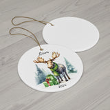 Personalized Moose with Green Scarf Ornament