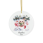 Personalized Owl with Christmas Stockings Ornament