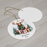 Personalized Moose Winter Christmas Ornament