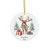 Personalized Plaid Scarf Reindeer Ornament