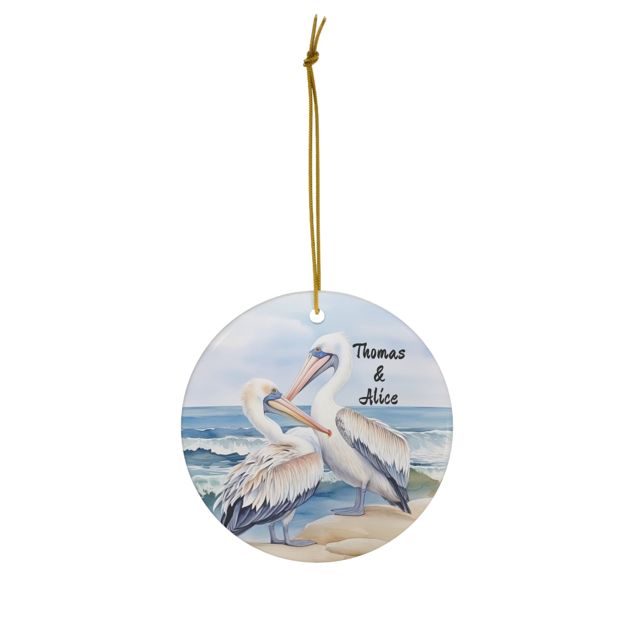 Personalized Pelicans Seabirds Beach Ornament