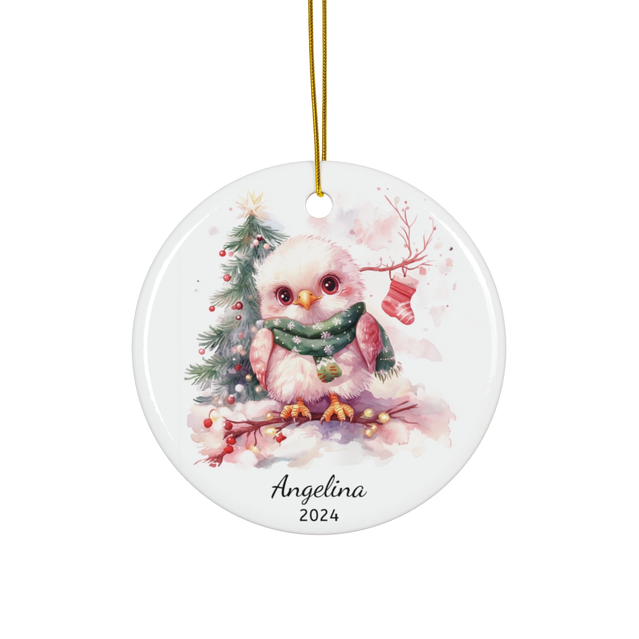 Personalized Cute Eagle Chick Christmas Ornament