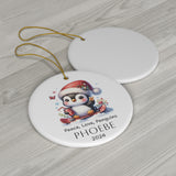 Personalized Peace Love Penguins Ornament