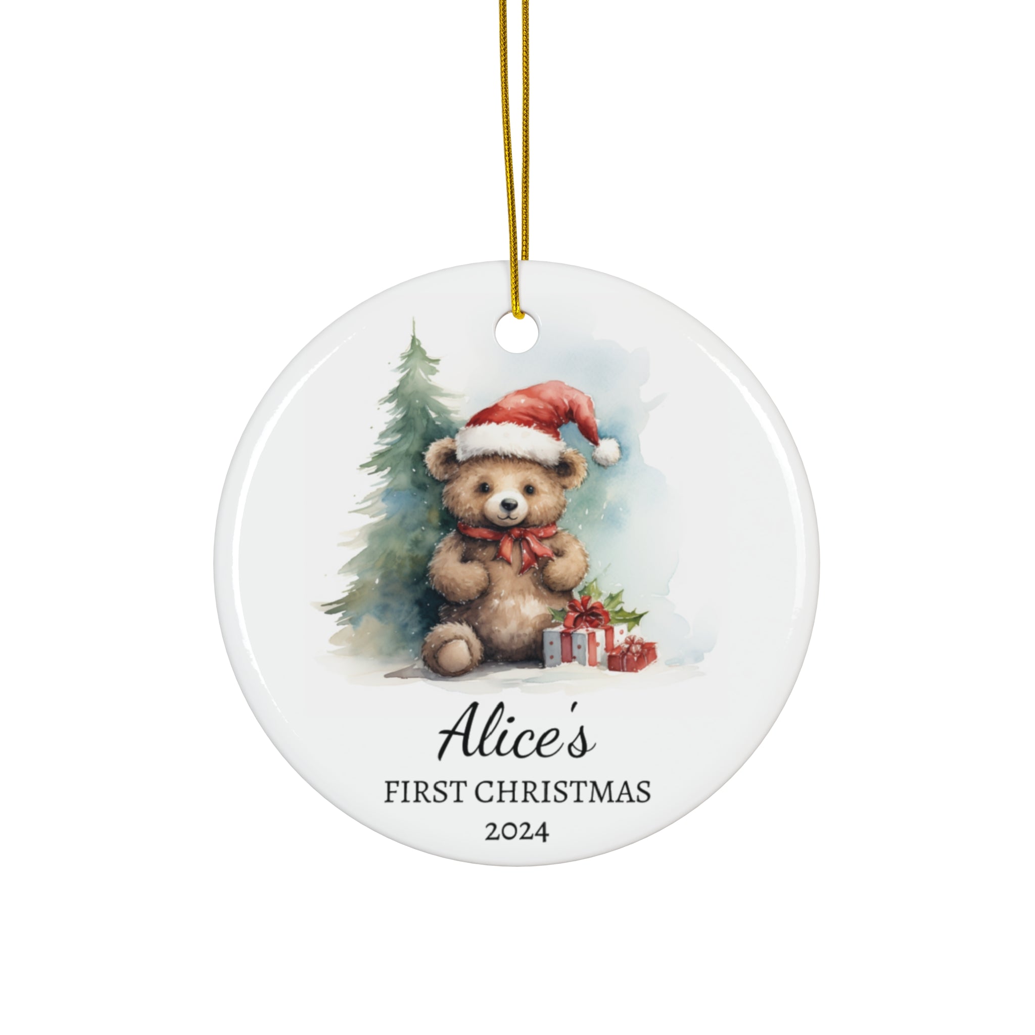 Personalized Charming Christmas Bear Ornament