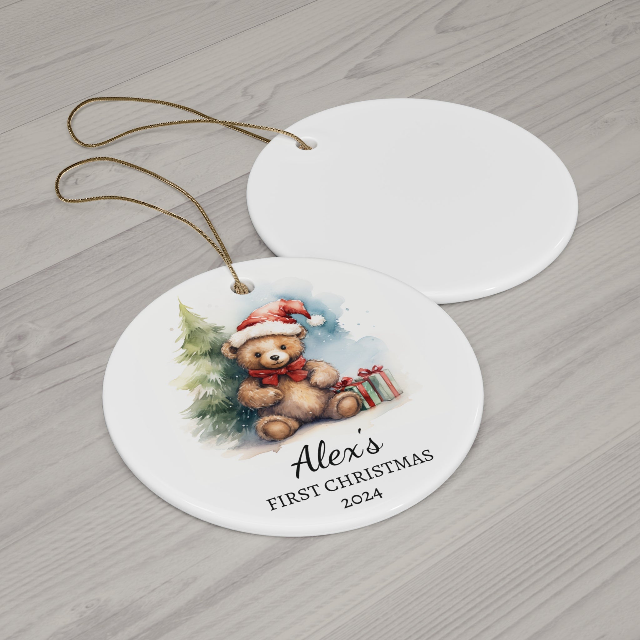 Personalized Cute Bear with Gifts Ornament