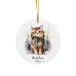 Personalized Winter Forest Cat Ornament