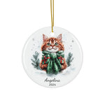 Personalized Ginger Cat Christmas Ornament