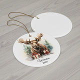 Personalized Woodland Moose Holiday Ornament