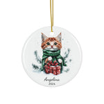 Personalized Green Sweater Tabby Kitten Ornament