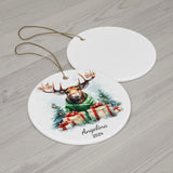 Personalized Moose & Gifts Holiday Ornament