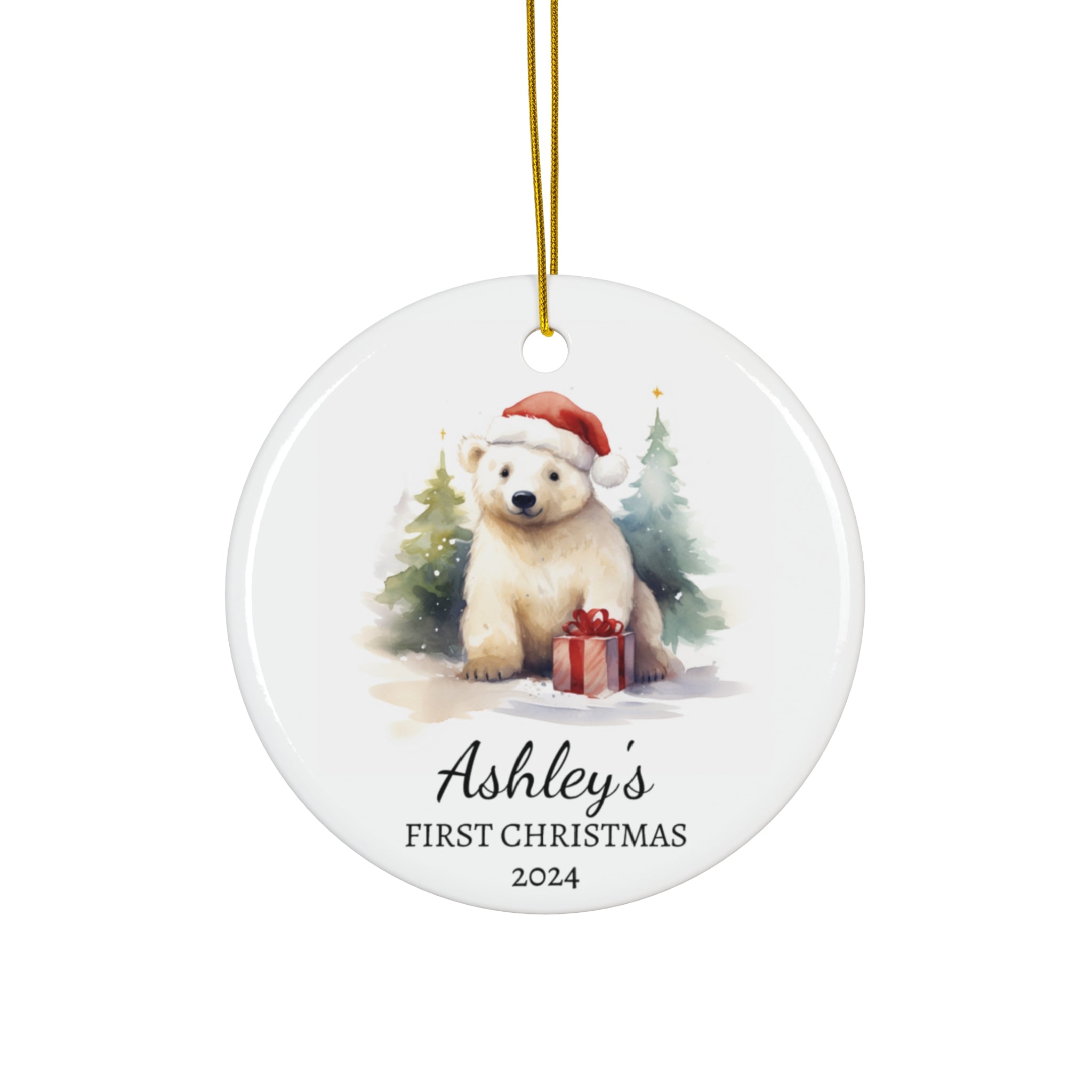 Personalized Polar Bear Christmas Ornament