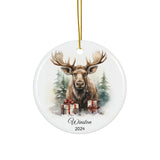 Personalized Woodland Moose Holiday Ornament