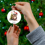 Personalized Owl with Christmas Tree Ornament