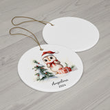 Personalized Owl and Tree Holiday Ornament