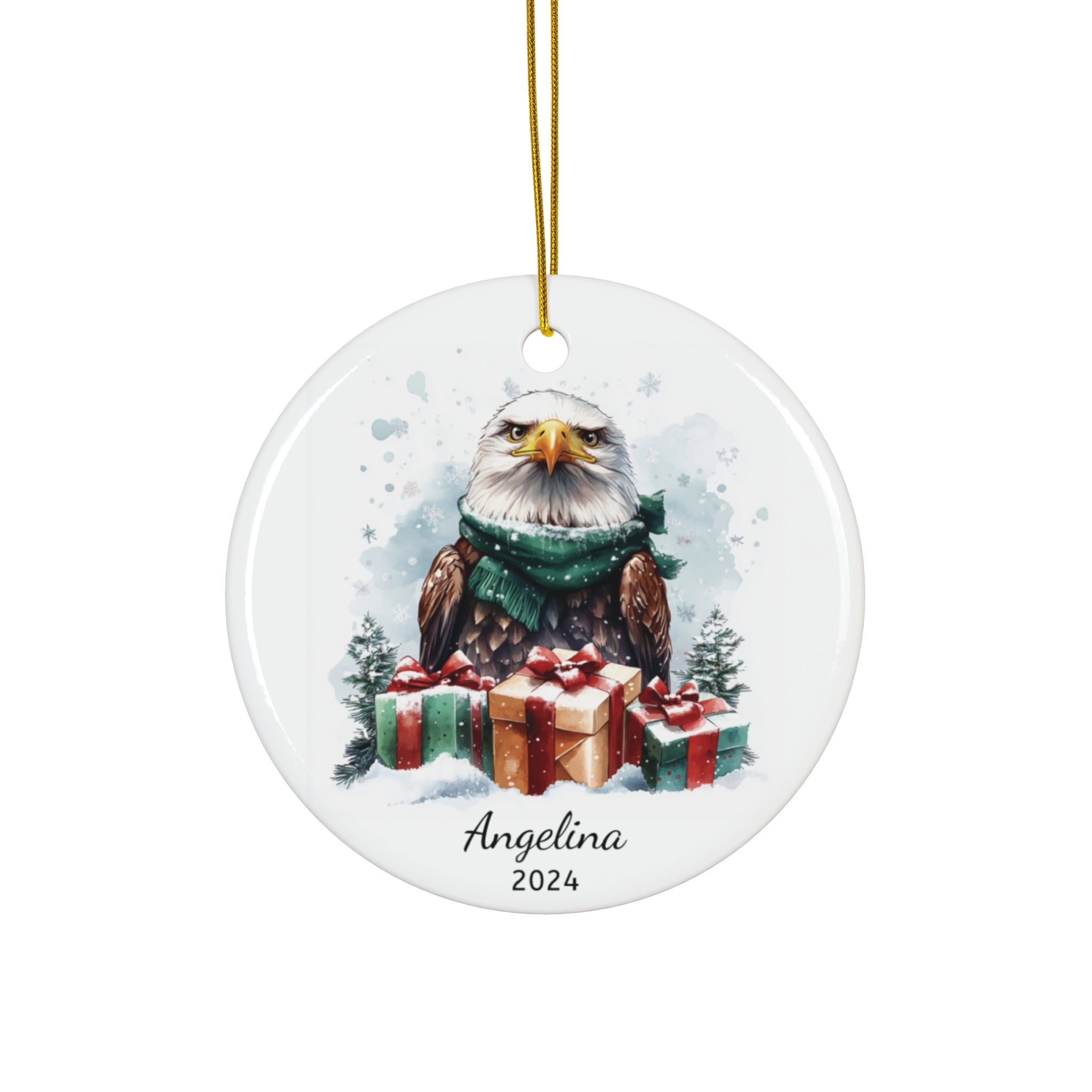 Personalized Regal Bald Eagle Christmas Ornament