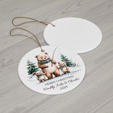 Personalized Father & Two Kids Fishing Bears Ornament