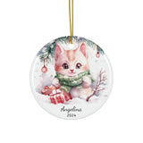 Personalized Snowy Kitten Holiday Ornament