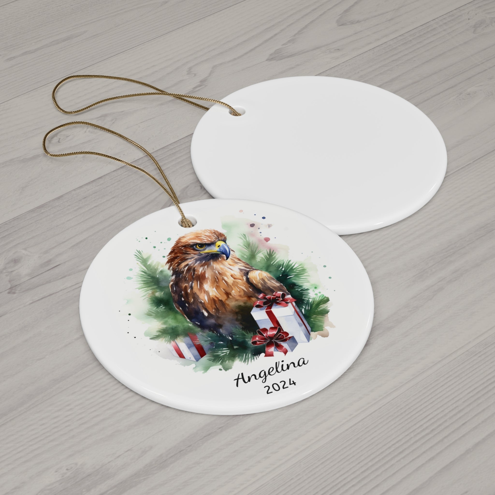 Personalized Brown Eagle Christmas Ornament