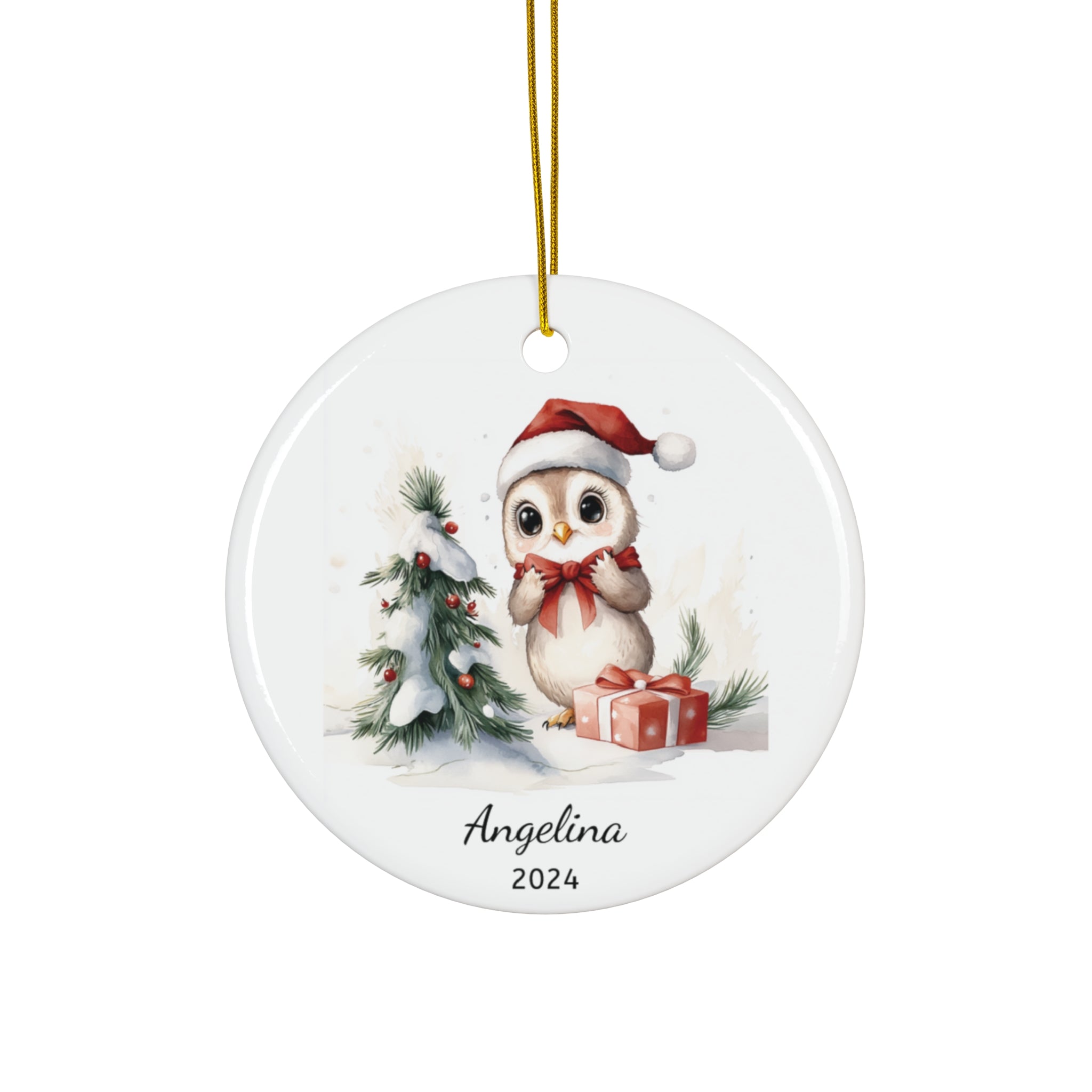 Personalized Owl and Tree Holiday Ornament