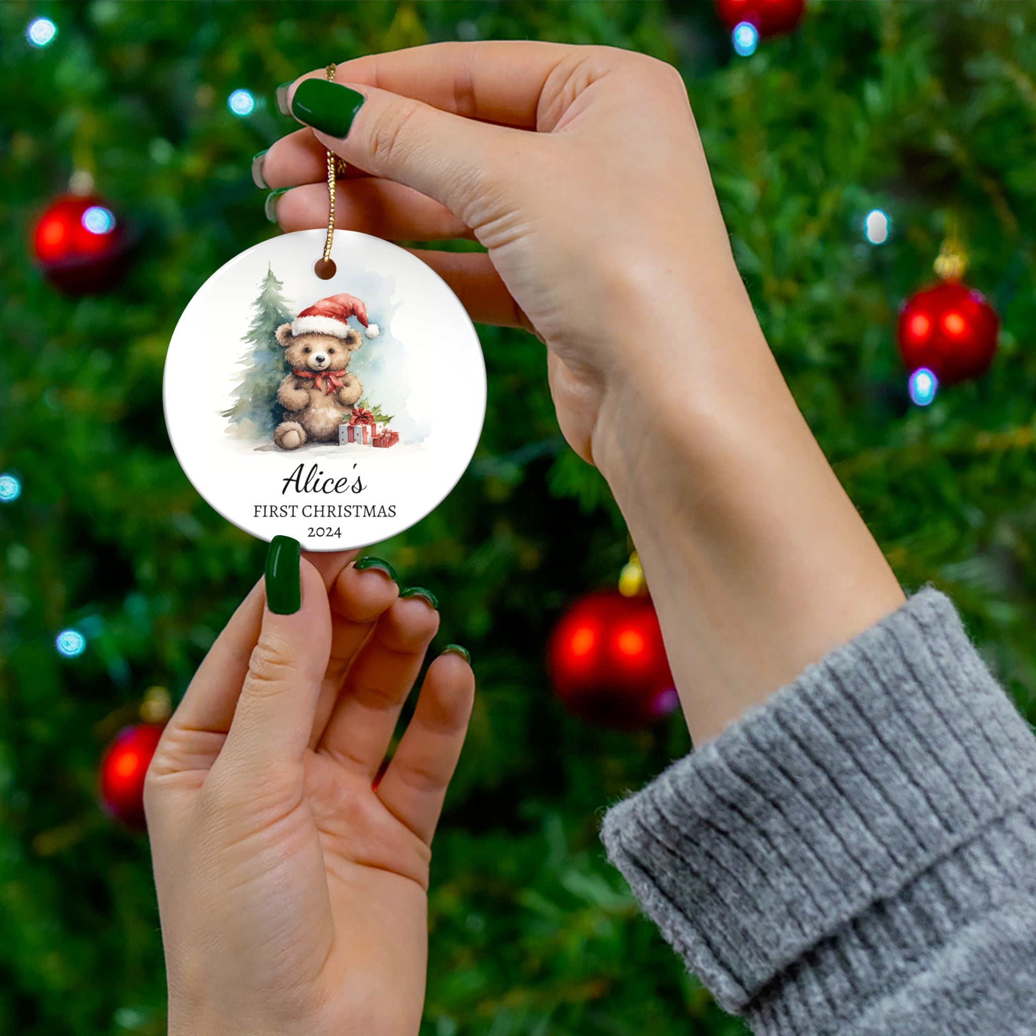 Personalized Charming Christmas Bear Ornament