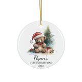 Personalized Holiday Bear with Holly Ornament