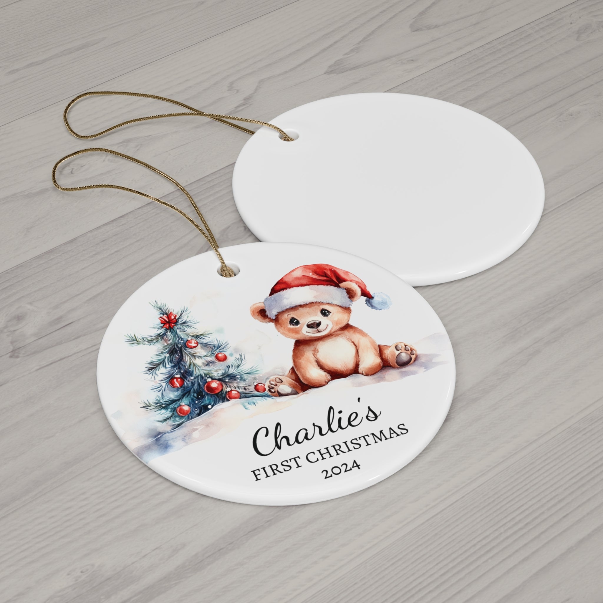 Personalized Holiday Cheer Baby Bear Keepsake Ornament