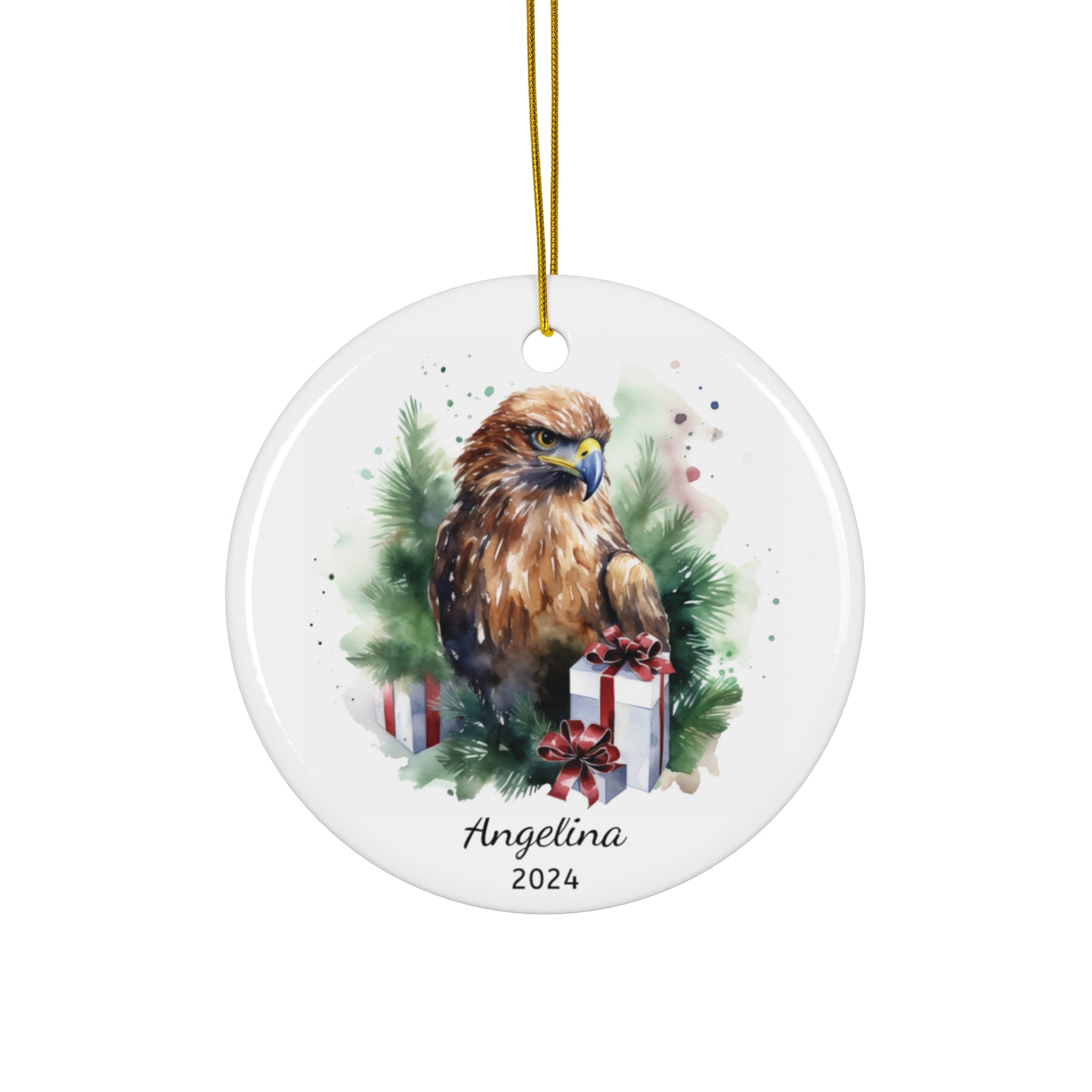 Personalized Brown Eagle Christmas Ornament