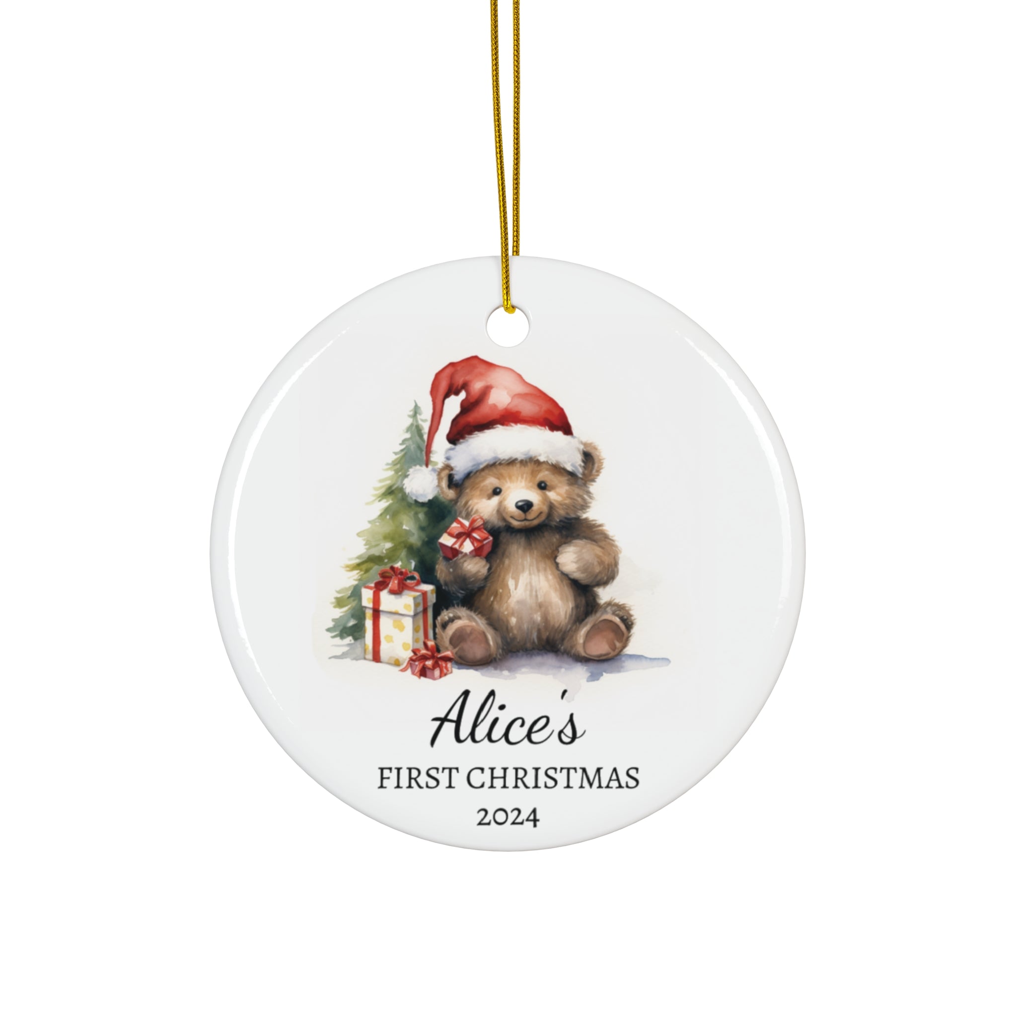 Personalized Santa Bear Holiday Keepsake Ornament