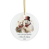 Personalized First Christmas Married Polar Bears Ornament