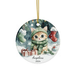 Personalized Christmas Eve Night Kitten Ornament