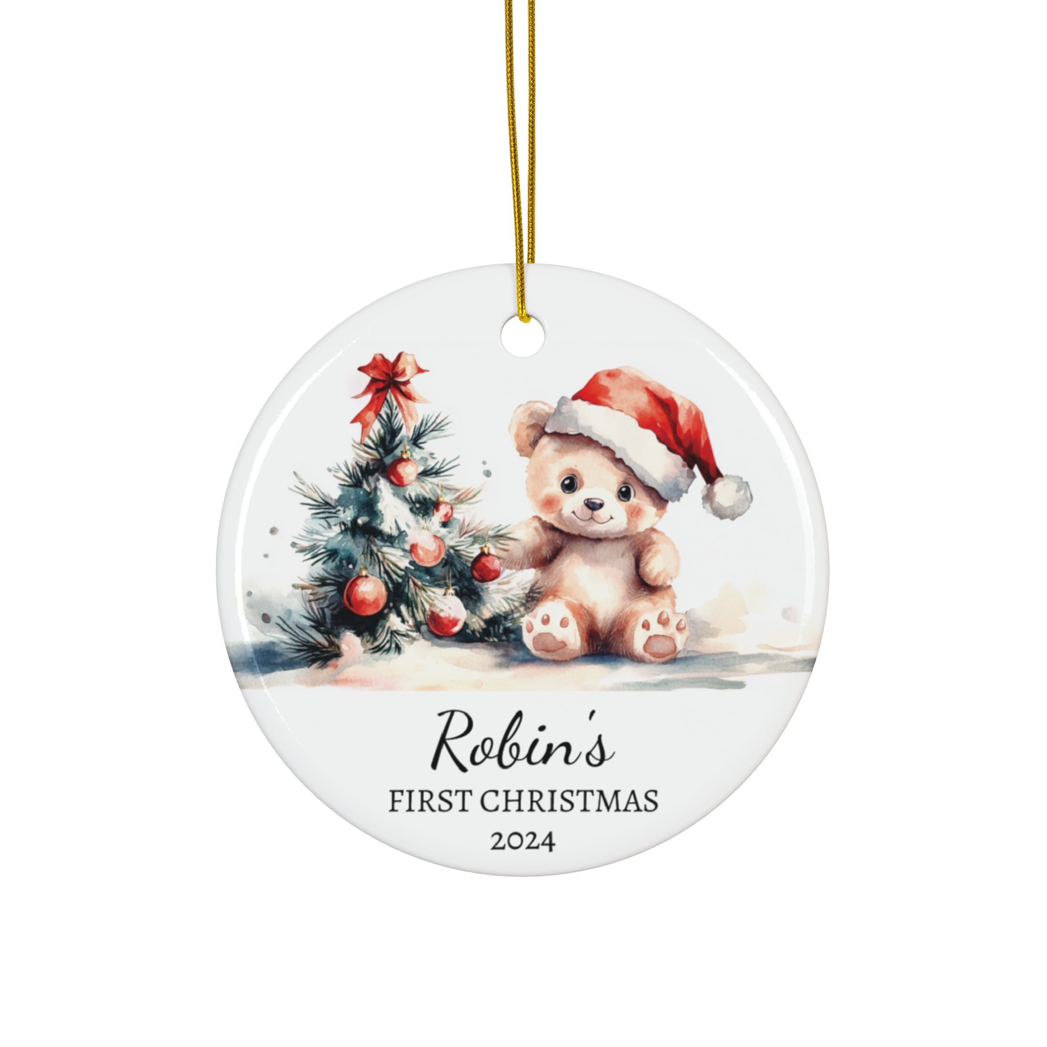 Personalized Festive Bear & Tree Keepsake Ornament