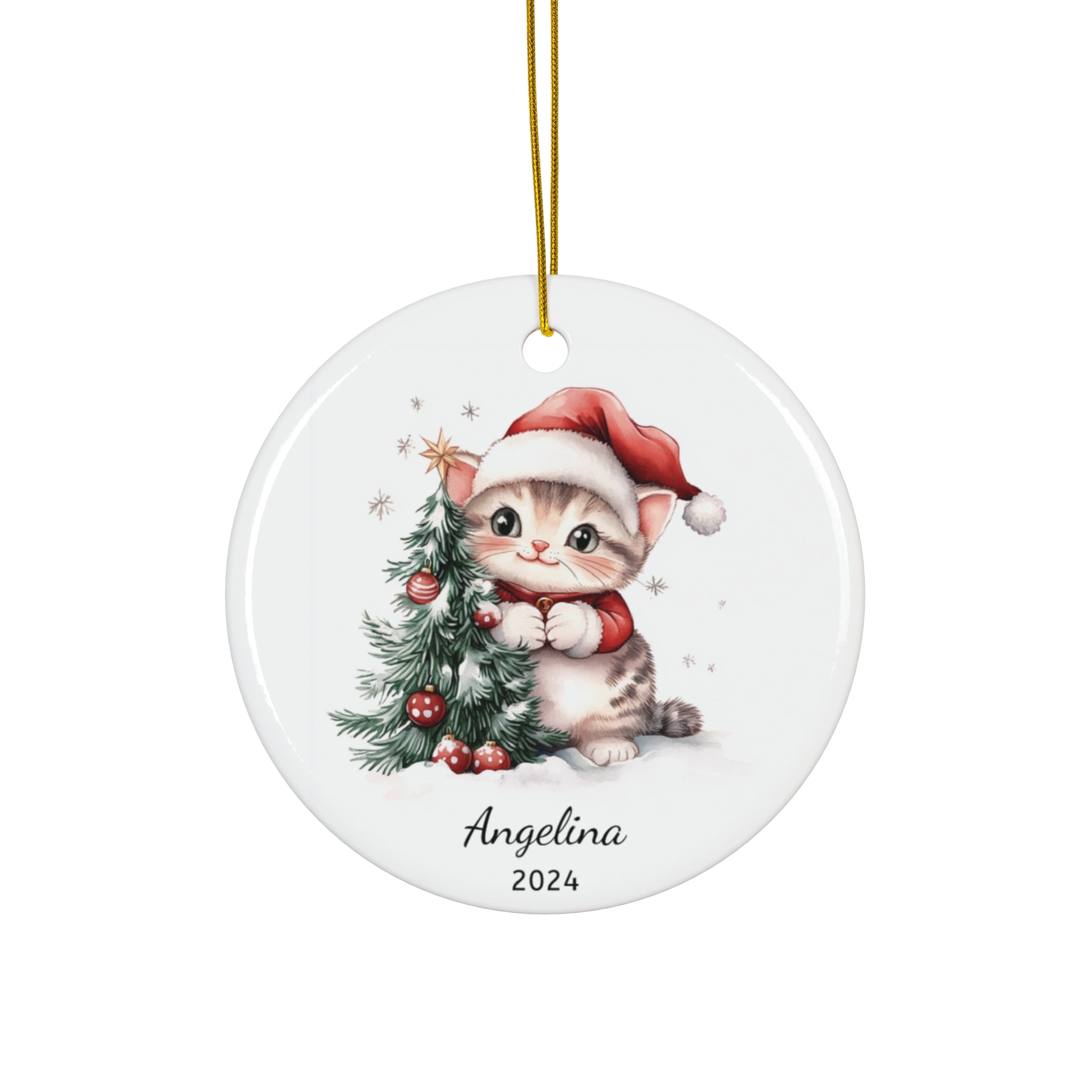 Personalized Holiday Cheer Sweet Kitten Ornament