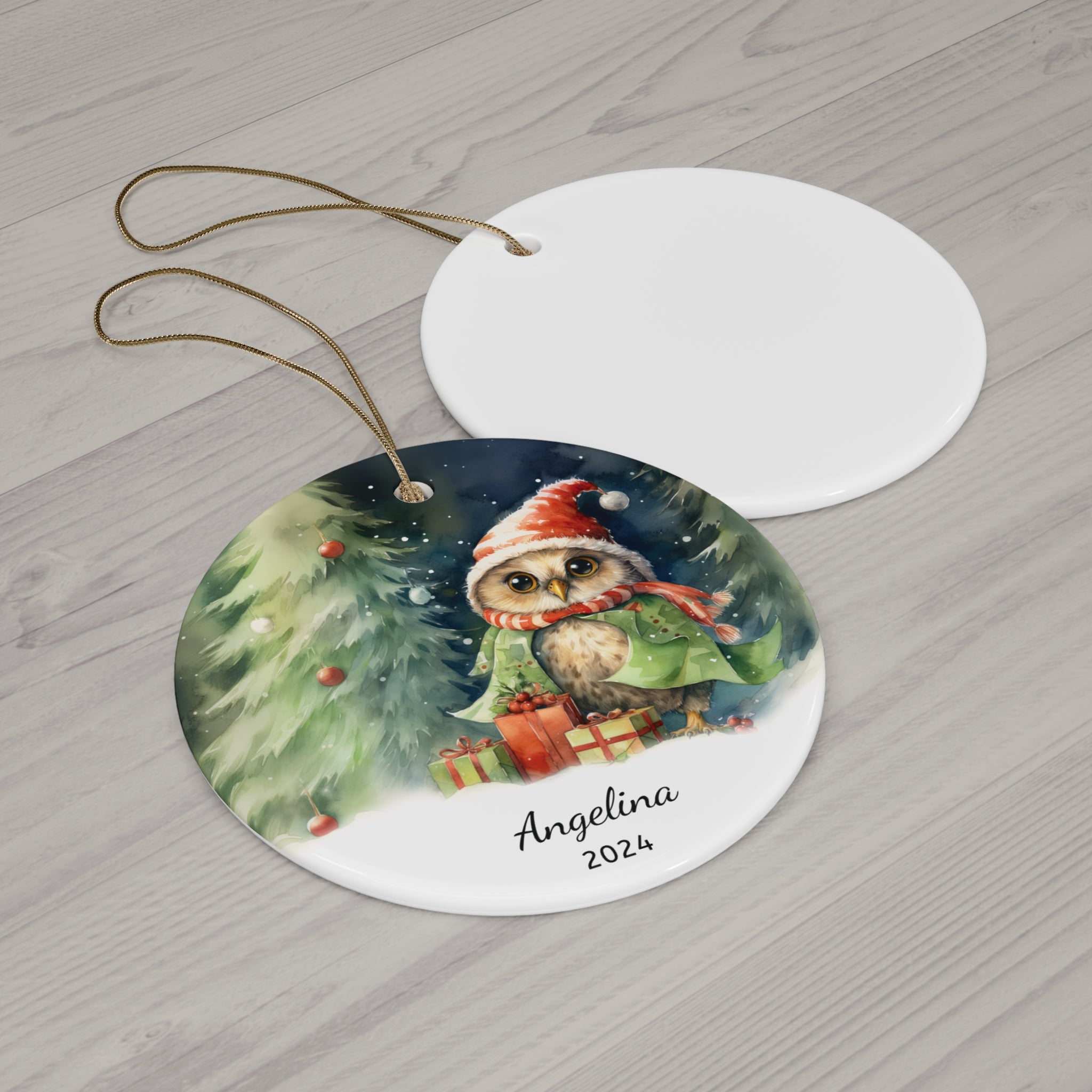 Personalized Enchanting Owl Christmas Eve Ornament