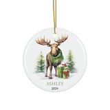 Personalized Rustic Moose Watercolor Ornament