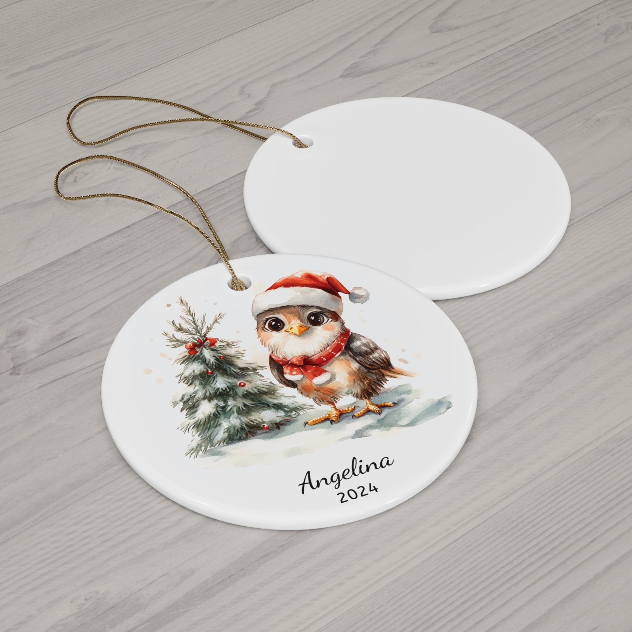 Personalized Winter Eagle Bird Tree Ornament