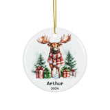 Personalized Cute Moose in a Scarf Ornament