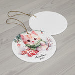 Personalized Snowy Kitten Holiday Ornament