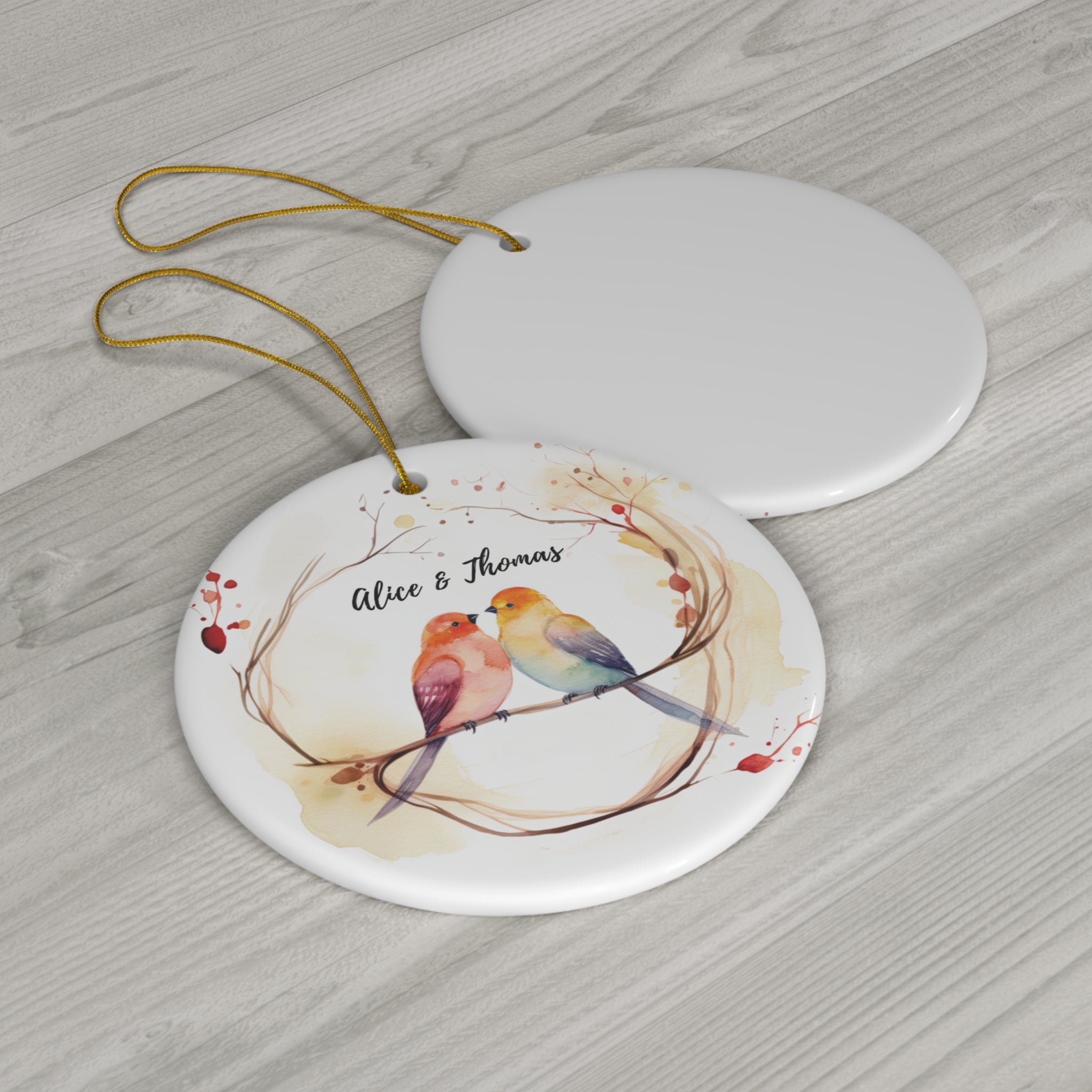 Personalized Colorful Birds & Branches Ornament
