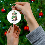 Personalized Owl with Green Hat & Scarf Ornament