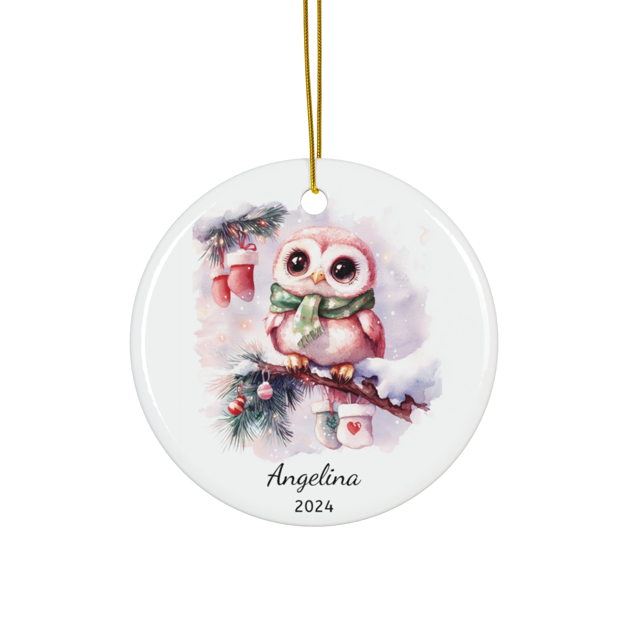 Personalized Owl with Stockings Ornament