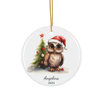 Personalized Owl with Christmas Tree Ornament