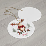 Personalized Moose with Christmas Light Ornament