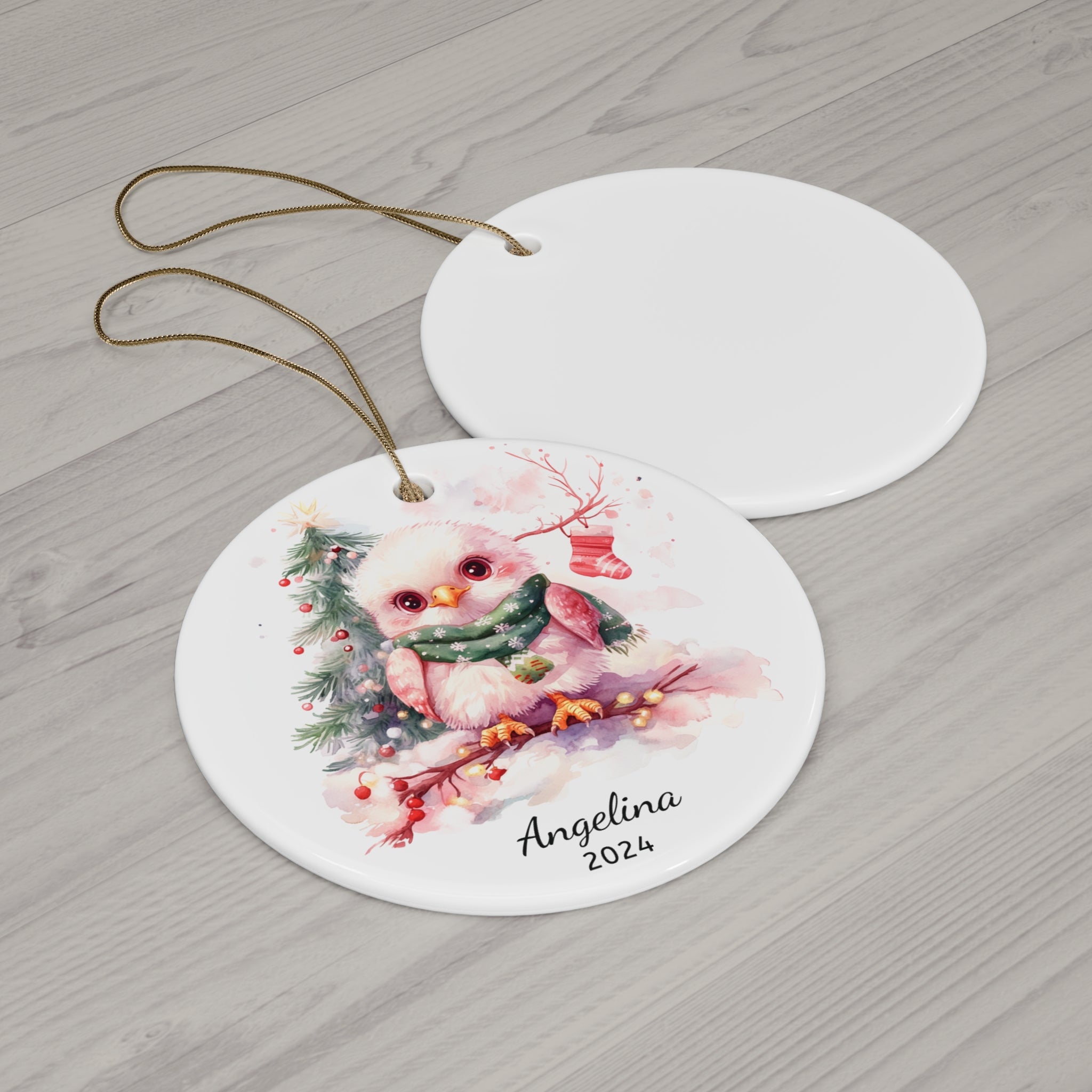 Personalized Cute Eagle Chick Christmas Ornament