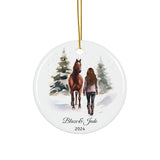 Personalized Horse & Girl Winter Ornament (4 Shapes)