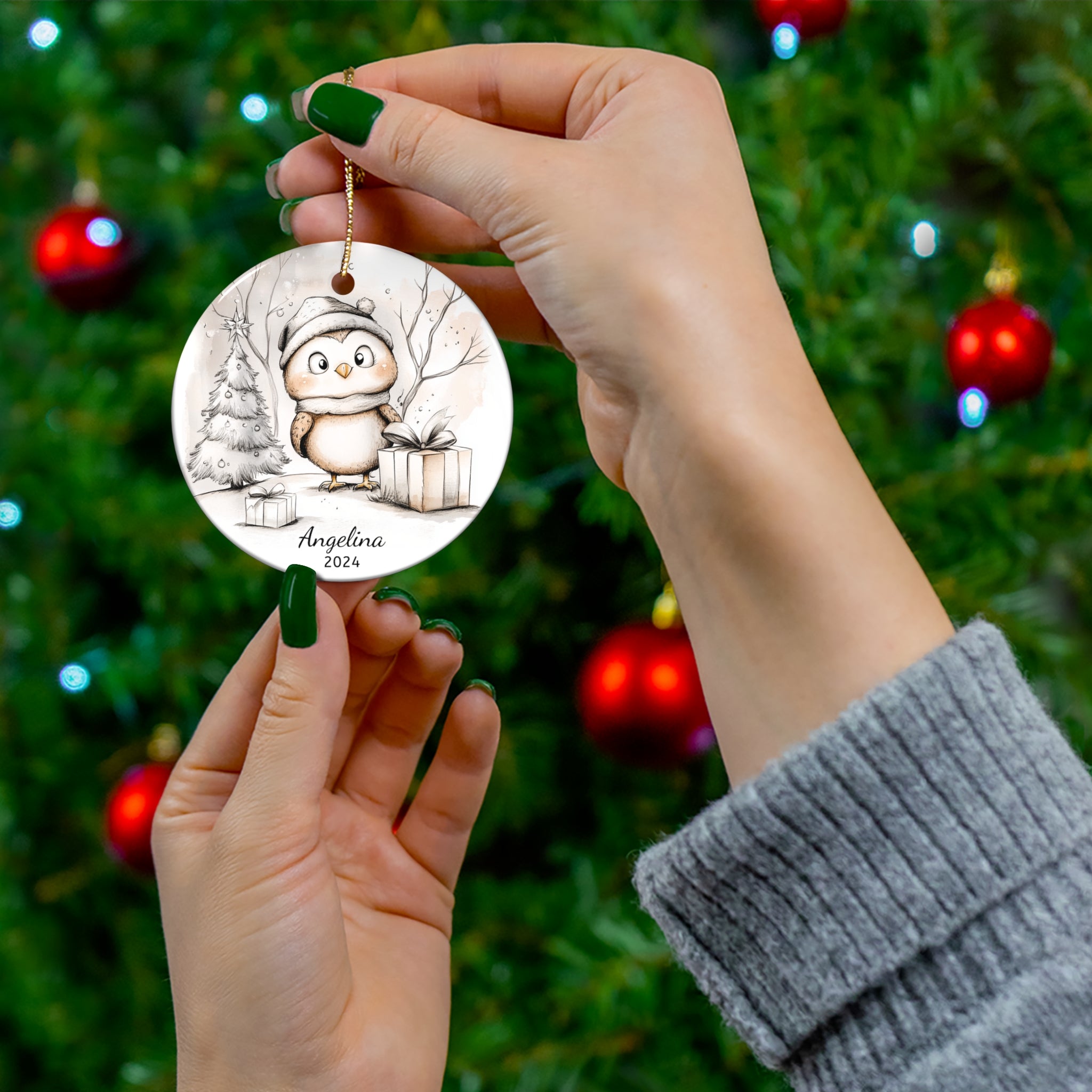 Personalized Owl & Christmas Gifts Ornament