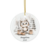 Personalized Rustic Owl Christmas Ornament